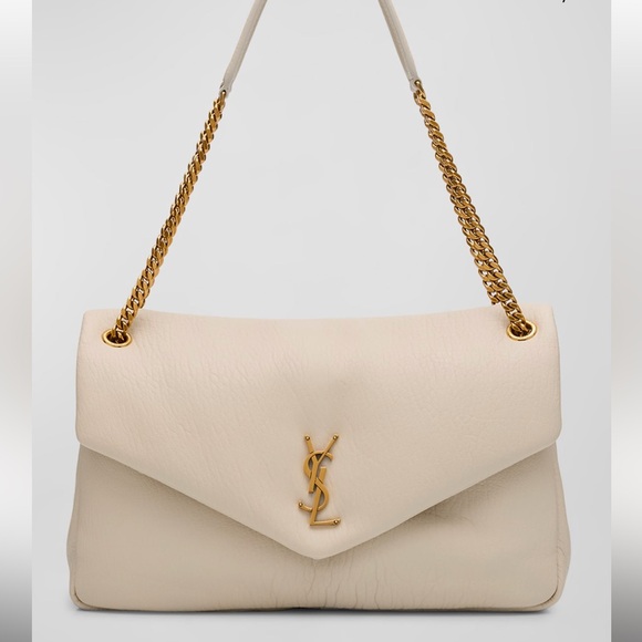 YVES SAINT LAURENT YSL LARGE CALYPSO LEATHER BAG CREMA SOFT NEW - Picture 4 of 16